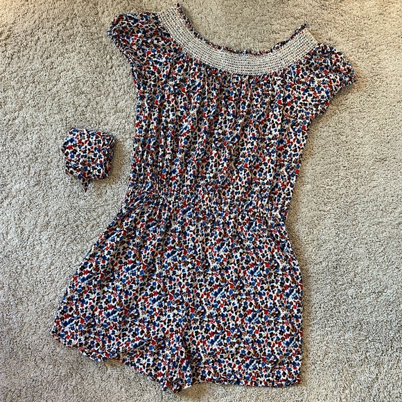 Tory Burch Wildflower Off the Shoulder Floral Print Playsuit Size Medium EUC - Picture 3 of 12